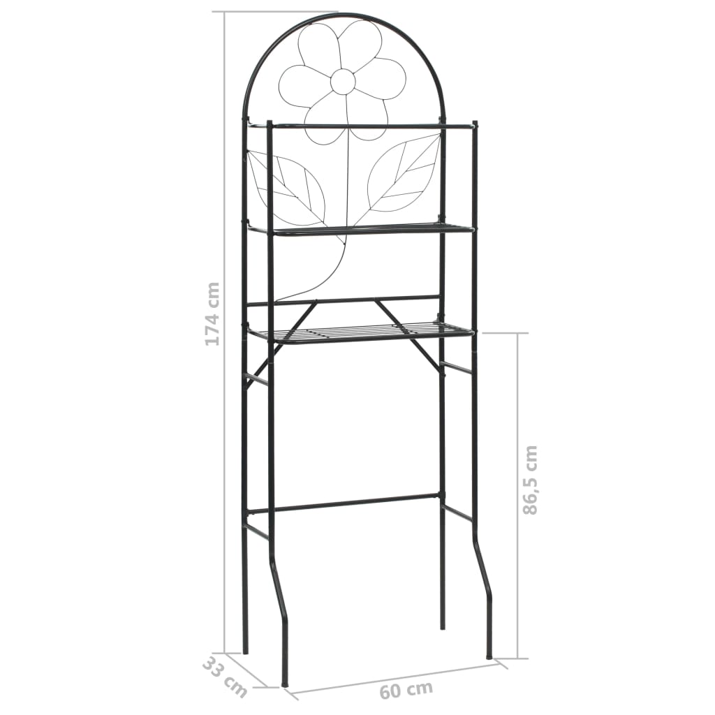 Scaffale da Bagno 60x33x174 cm Nero