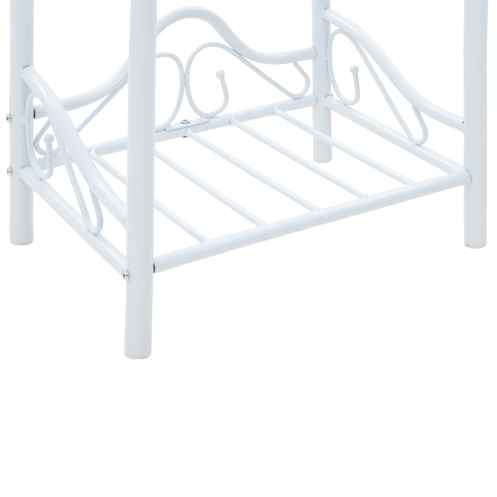 Comodino in Acciaio e Vetro Temperato 45x30,5x60cm Bianco cod mxl 51780