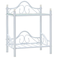 Comodini Set 2 pz Acciaio e Vetro Temperato 45x30,5x60cm Bianco 246729