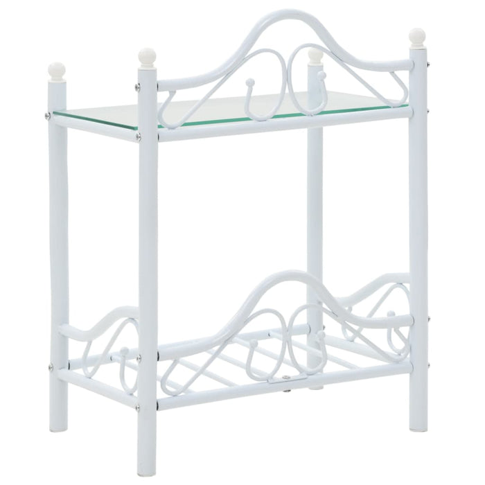 Comodini Set 2 pz Acciaio e Vetro Temperato 45x30,5x60cm Bianco 246729