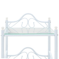 Comodini Set 2 pz Acciaio e Vetro Temperato 45x30,5x60cm Bianco 246729