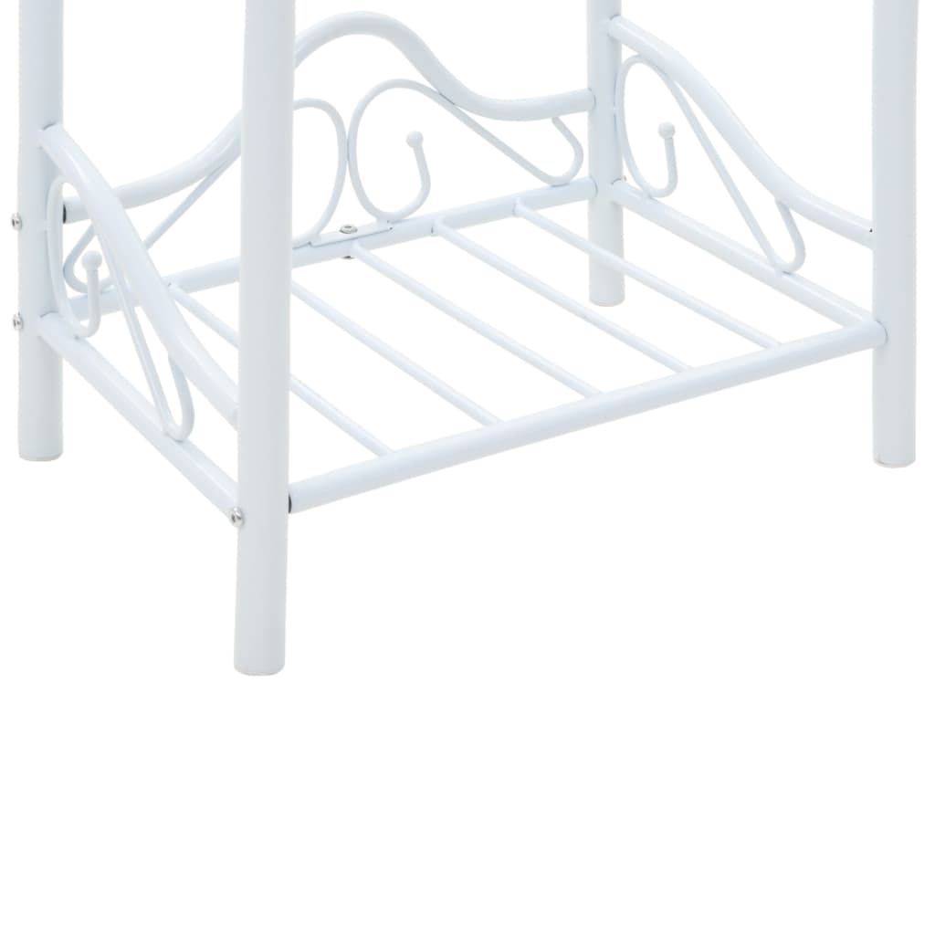 Comodini Set 2 pz Acciaio e Vetro Temperato 45x30,5x60cm Bianco 246729