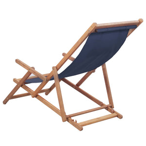 Sdraio da Spiaggia Pieghevole in Tessuto e Telaio Legno Blu cod mxl 63923