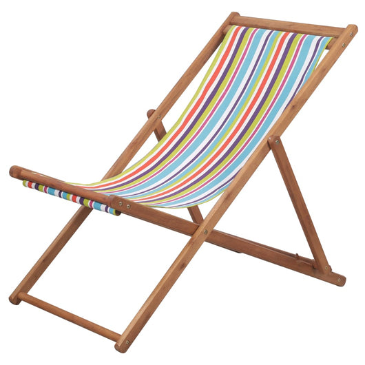 Sdraio da Spiaggia Pieghevole Tessuto Telaio Legno Multicolore cod mxl 6883