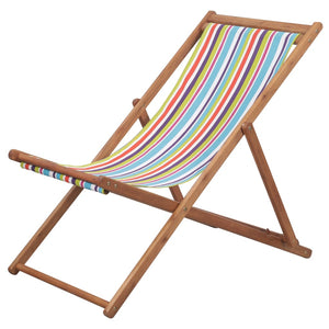 Sdraio da Spiaggia Pieghevole Tessuto Telaio Legno Multicolore 44002