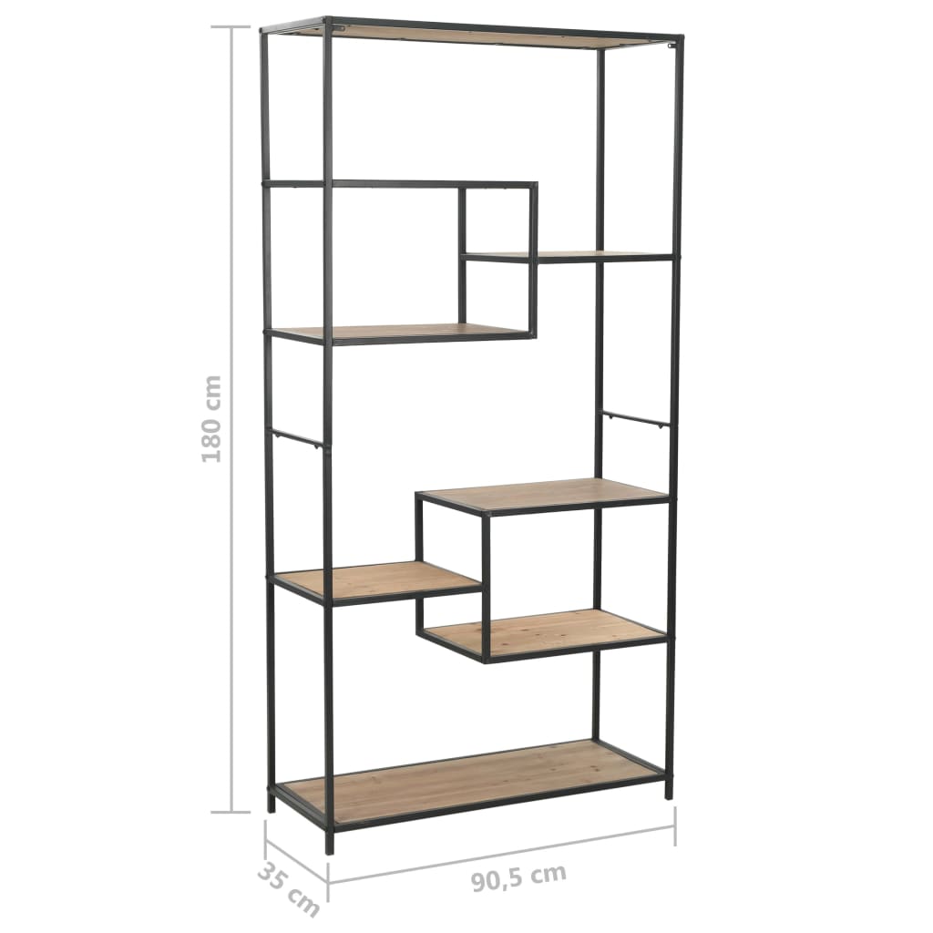 Libreria in Massello di Abete e Acciaio 90,5x35x180 cm