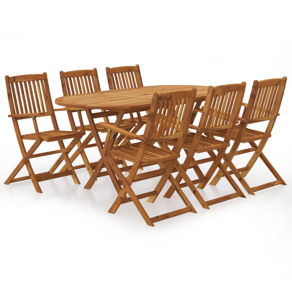 Set da Pranzo da Giardino 7 pz Pieghevole in Massello di Acacia cod mxl 52565