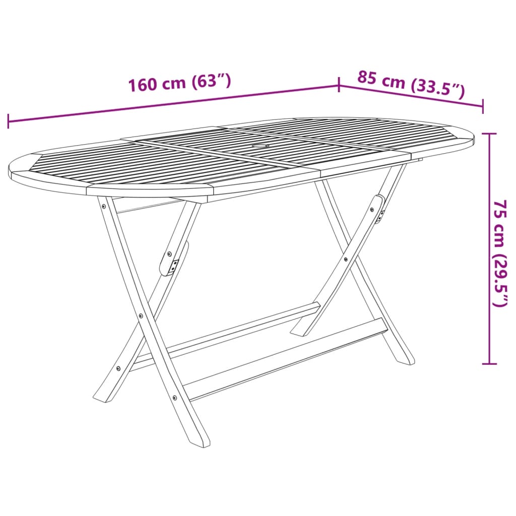 Set da Pranzo da Giardino 7 pz Pieghevole in Massello di Acacia cod mxl 52565