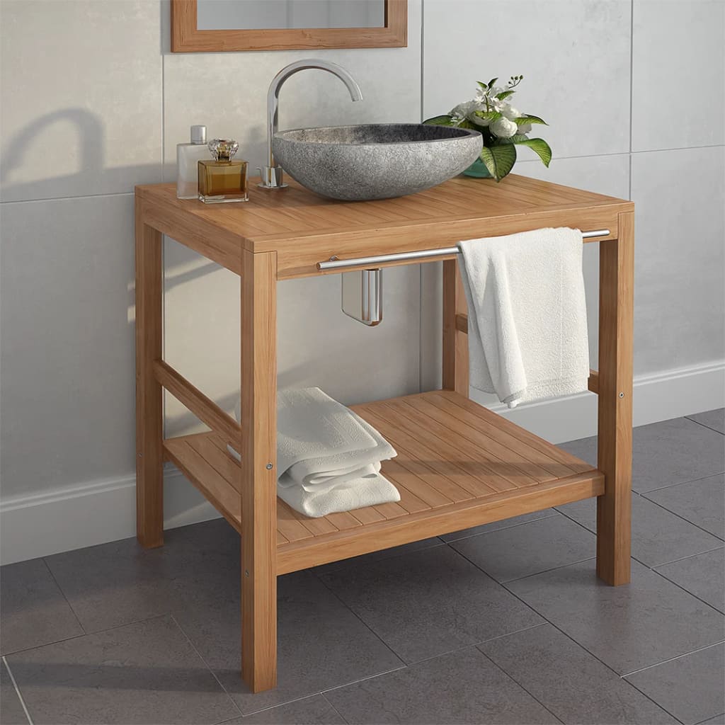 Mobile per Lavabo in Massello di Teak 74x45x75 cm