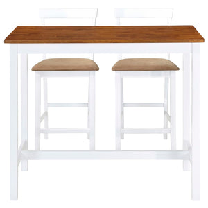 Set Tavolo e Sedie da Bar 3 pz Legno Massello Marrone e Bianco 275233