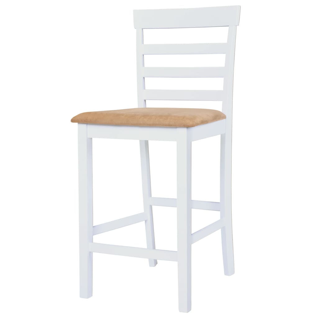 Set Tavolo e Sedie da Bar 3 pz Legno Massello Marrone e Bianco 275233