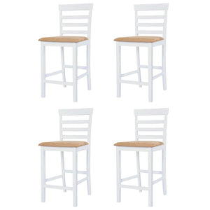 Set Tavolo e Sedie da Bar 5 pz Legno Massello Marrone e Bianco