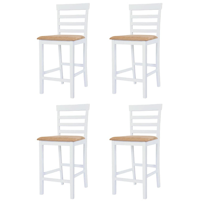 Set Tavolo e Sedie da Bar 5 pz Legno Massello Marrone e Bianco