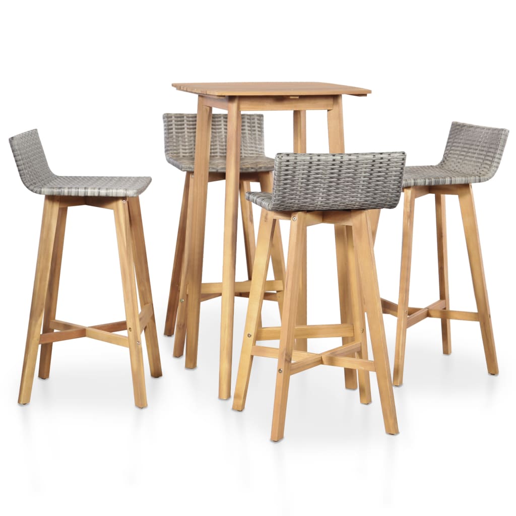 Set da Pranzo da Giardino 5 pz in Legno Massello di Acacia cod mxl 34841