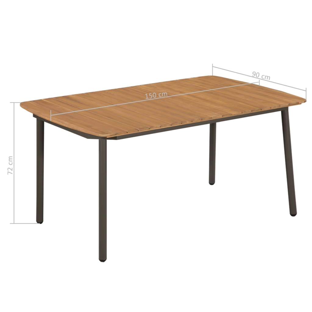 Set da Pranzo da Giardino 7 pz in Massello di Acacia e Acciaio cod mxl 40945