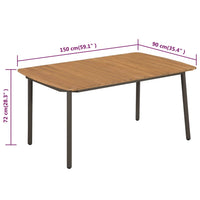 Tavolo da Giardino 150x90x72cm in Massello di Acacia e Acciaio cod mxl 34333