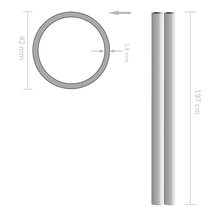 Tubi in Acciaio Inossidabile Rotondi 2 pz V2A 2m Ø42x1,8mm