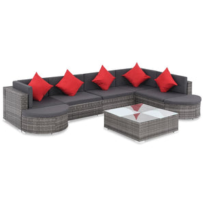 Set Divani da Giardino 8 pz con Cuscini in Polyrattan Grigio 44424