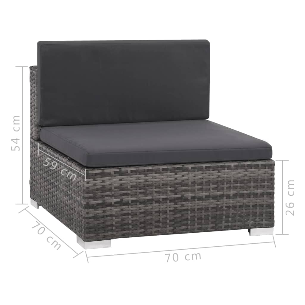 Set Divani da Giardino 8 pz con Cuscini in Polyrattan Grigio cod mxl 35822