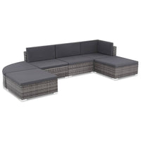 Set Divani da Giardino 6 pz con Cuscini in Polyrattan Grigio cod mxl 35251