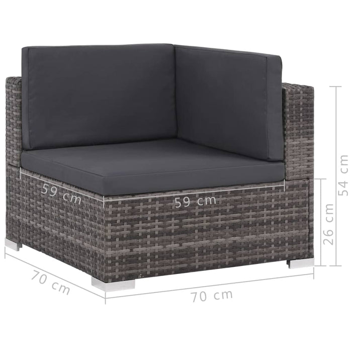 Set Divani da Giardino 6 pz con Cuscini in Polyrattan Grigio cod mxl 35251