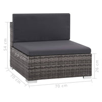 Set Divani da Giardino 6 pz con Cuscini in Polyrattan Grigio cod mxl 35251