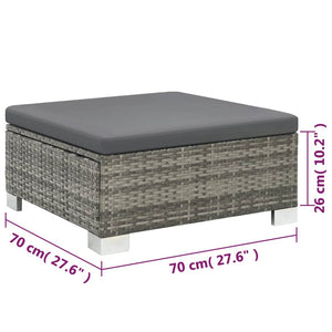 Set Divani da Giardino 10 pz con Cuscini in Polyrattan Grigio 44426