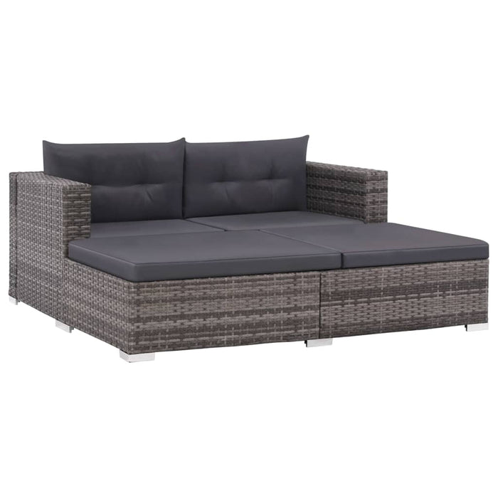 Set Divani da Giardino 3 pz con Cuscini in Polyrattan Grigio 44427