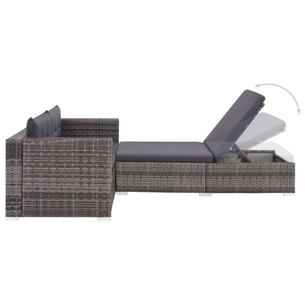 Set Divani da Giardino 3 pz con Cuscini in Polyrattan Grigio 44427