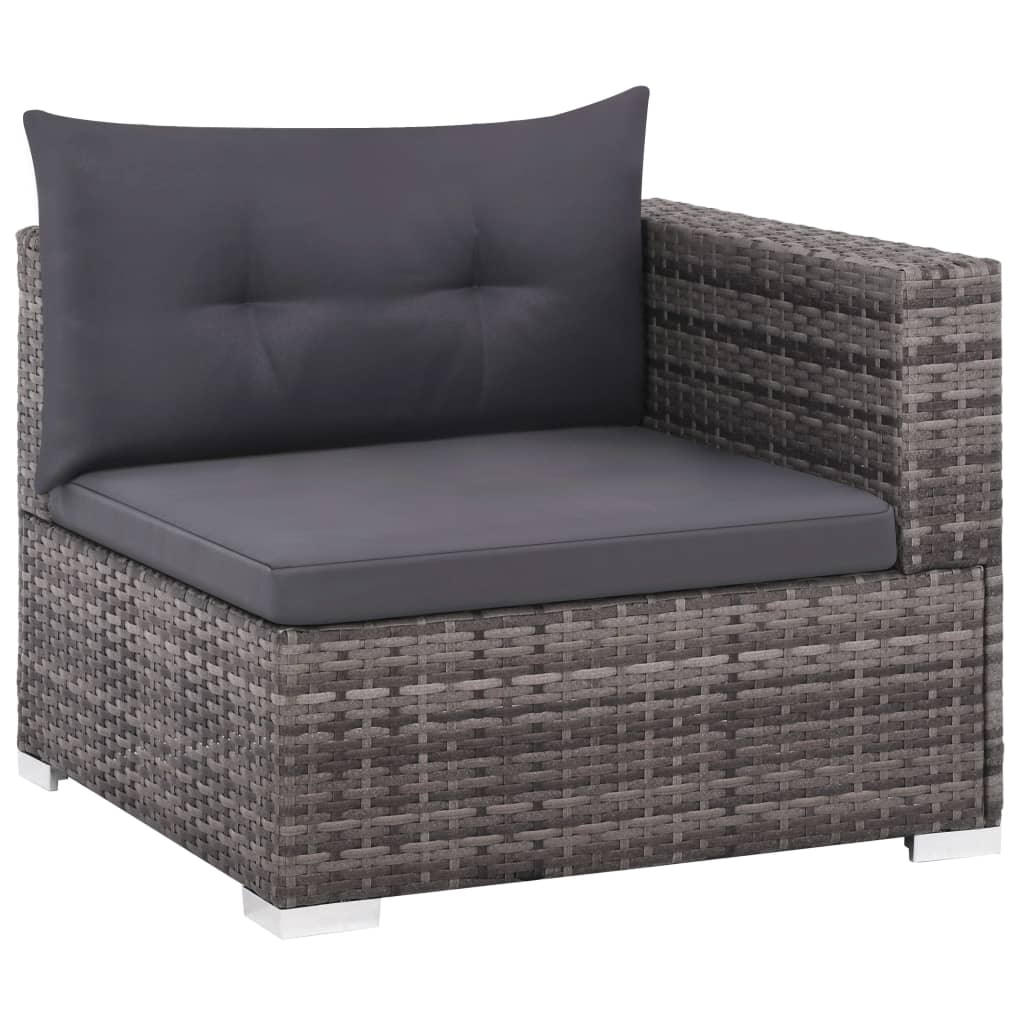 Set Divani da Giardino 3 pz con Cuscini in Polyrattan Grigio 44427