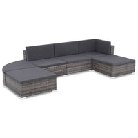 Set Divani da Giardino 6 pz con Cuscini in Polyrattan Grigiocod mxl 118884