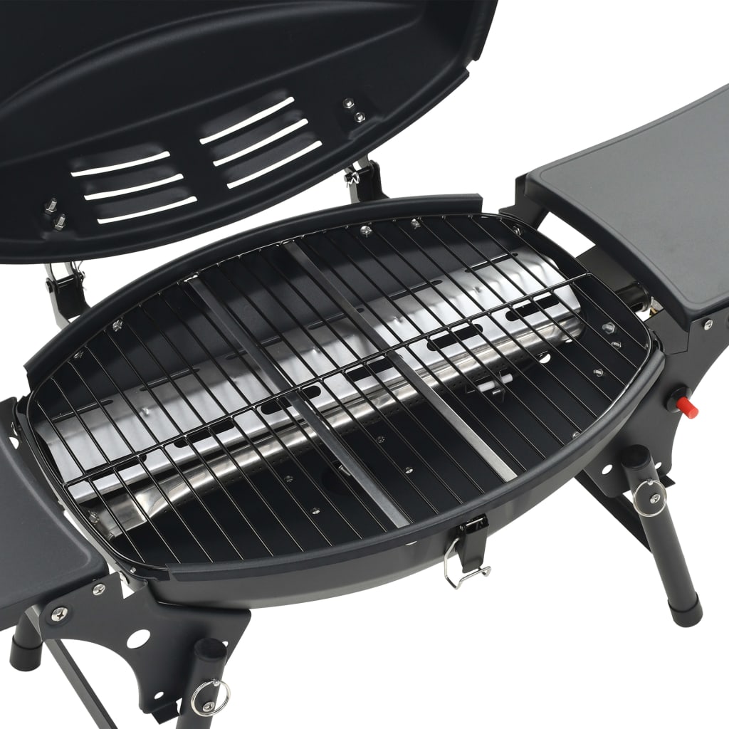 Barbecue e Griglia a Gas Portatile con Fornello Nero 44276