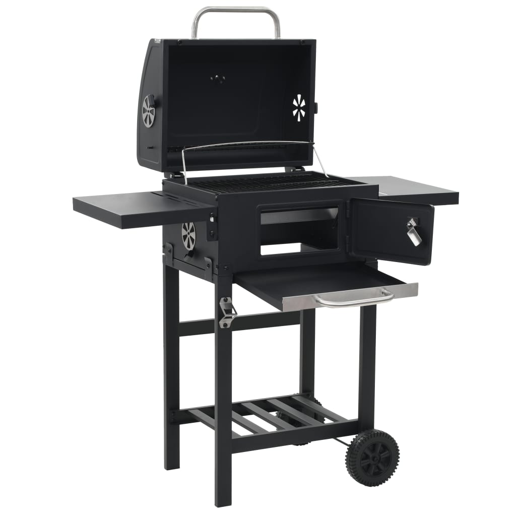 Barbecue a Carbonella con Ripiano Inferiore Nero 44280