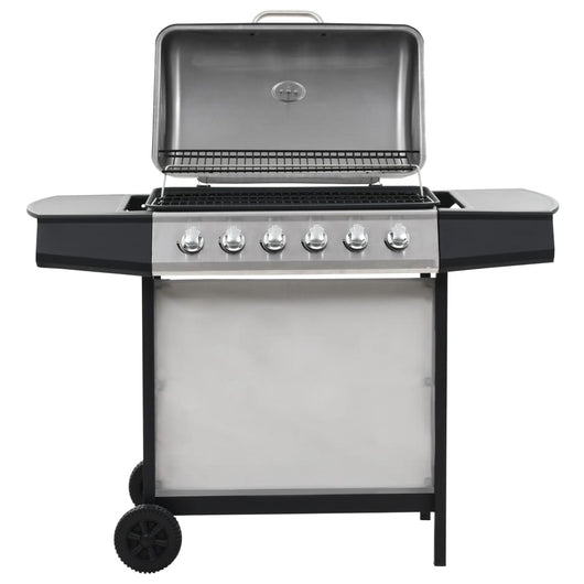 Barbecue Griglia a Gas 6 Fornelli Acciaio Inossidabile Argento 44286