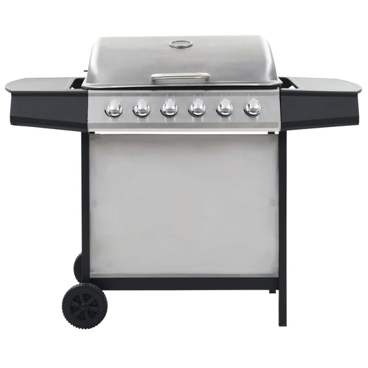 Barbecue Griglia a Gas 6 Fornelli Acciaio Inossidabile Argento 44286