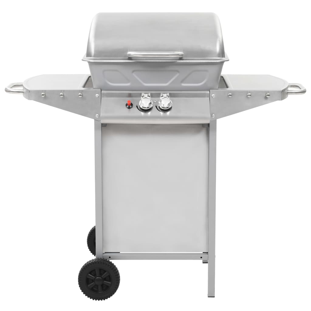 Barbecue a Gas con Griglia 2 Fornelli Argento Acciaio Inox 44274