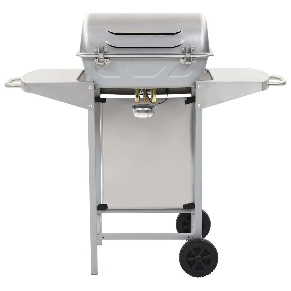 Barbecue a Gas con Griglia 2 Fornelli Argento Acciaio Inox 44274