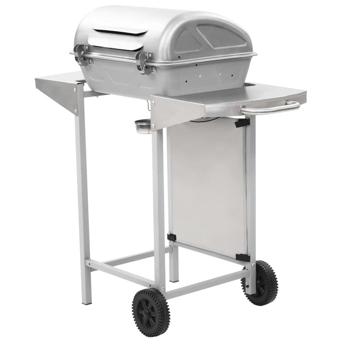 Barbecue a Gas con Griglia 2 Fornelli Argento Acciaio Inox