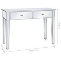 Tavolo Consolle in MDF e Vetro Specchiato 106,5x38x76,5 cm