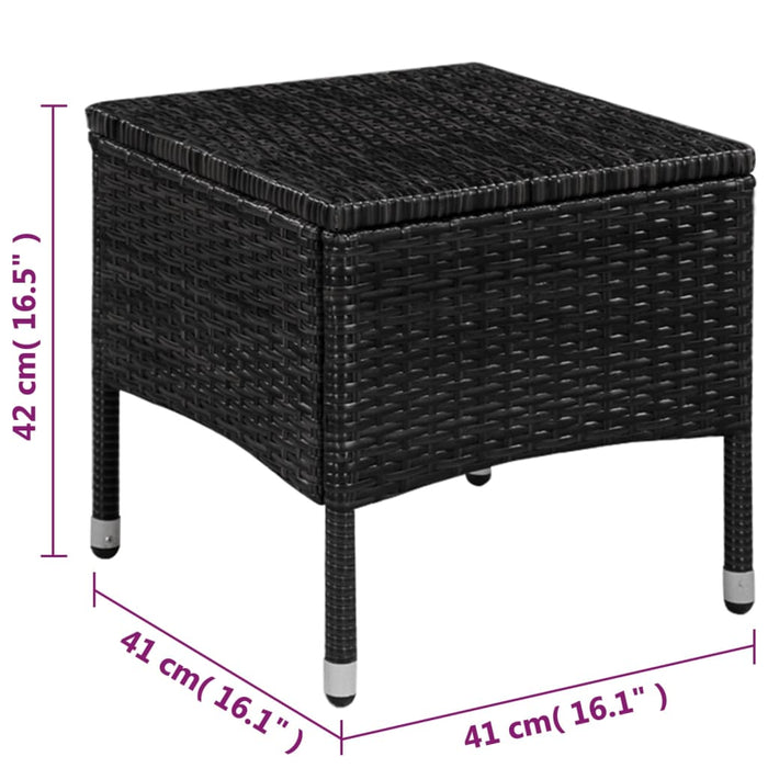 Set da Bistrot 3 pz in Polyrattan Nero