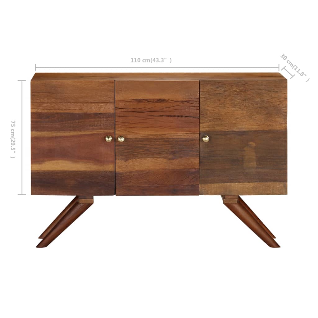 Credenza in Legno Massello di Recupero 110x30x75 cm Marrone