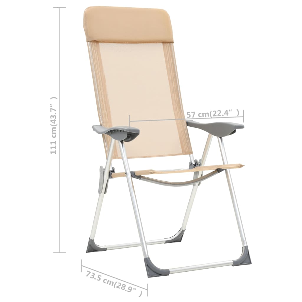 Sedie Pieghevoli da Campeggio 4 pz in Alluminio Crema 44309