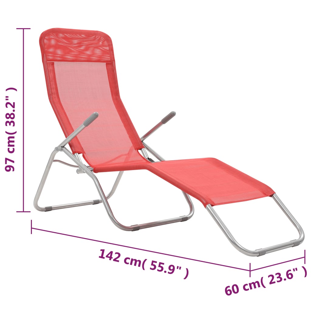 Lettini Prendisole Pieghevoli 2 pz in Textilene Rosso cod mxl 61467