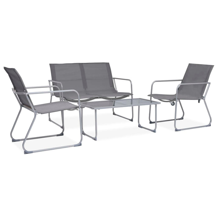 Set Divano da Giardino 4 pz in Tessuto e Acciaio Grigio cod mxl 44470