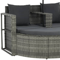 Divano da Giardino 2 Posti Cuscini Ombrellone Grigio Rattan PE 44478