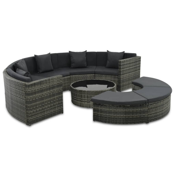 Set Divani da Giardino 7 pz con Cuscini in Polyrattan Grigio 44487