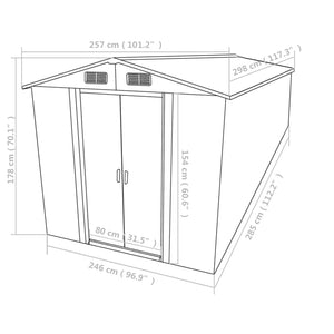 Capanno da Giardino 257x298x178 cm in Metallo Grigio cod mxl 65908