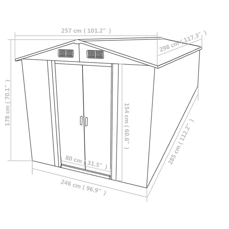 Capanno da Giardino 257x298x178 cm in Metallo Grigio cod mxl 65908