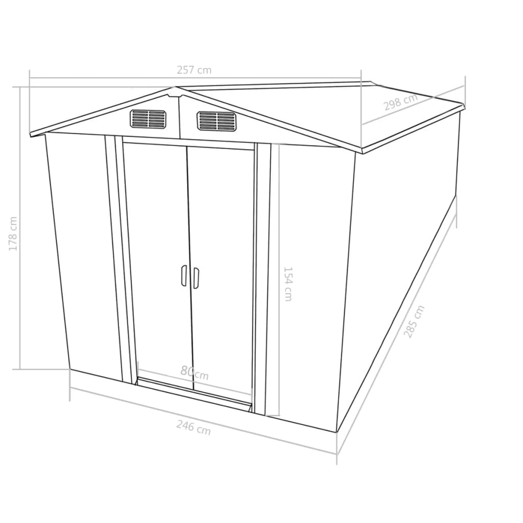 Casetta da Giardino 257x298x178 cm in Metallo Antracite 143342