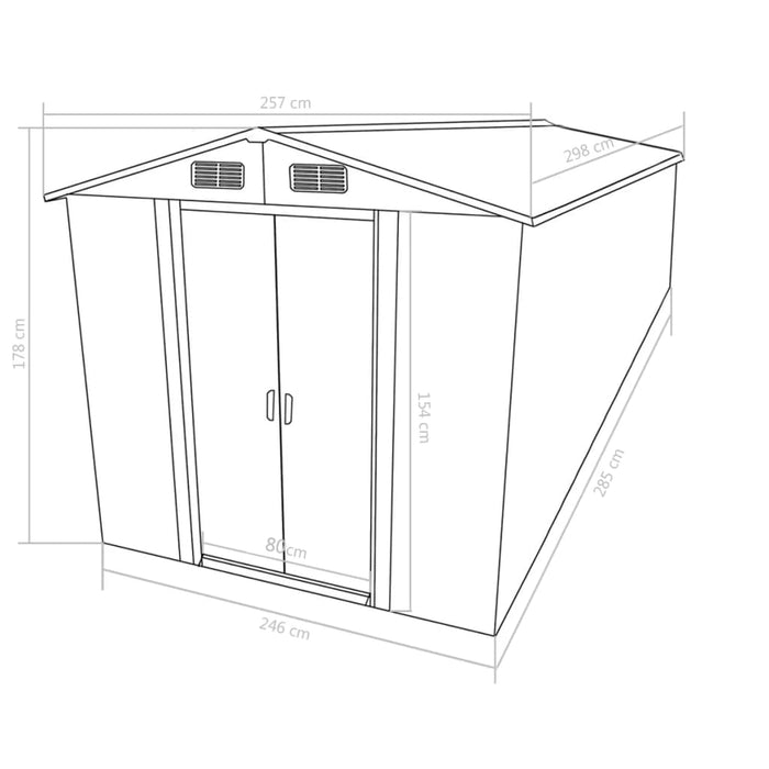 Casetta da Giardino 257x298x178 cm in Metallo Antracite 143342